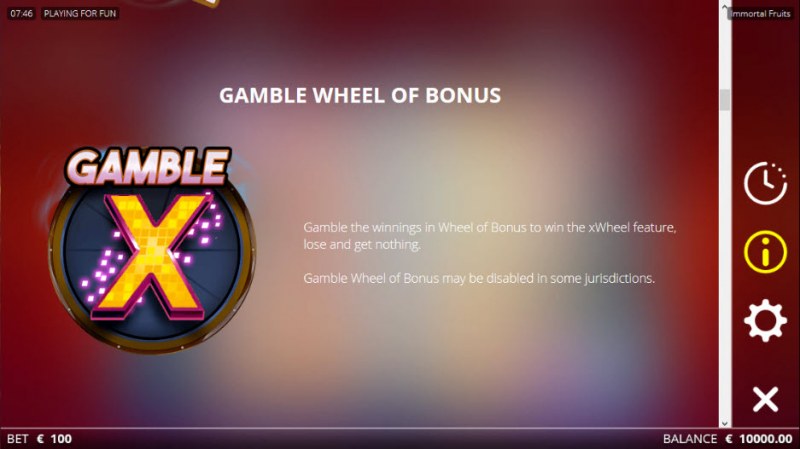 Immortal Fruits :: Gamble Feature Rules