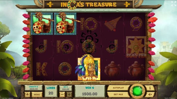 Inca's Treasure :: A three of a kind win