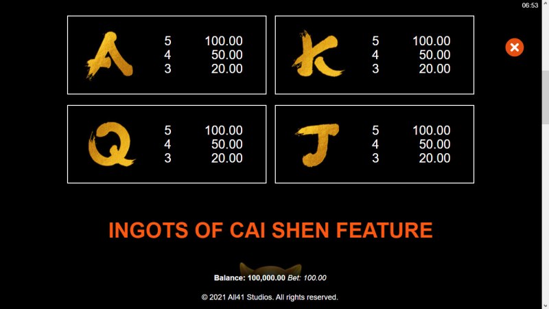 Paytable - Low Value Symbols