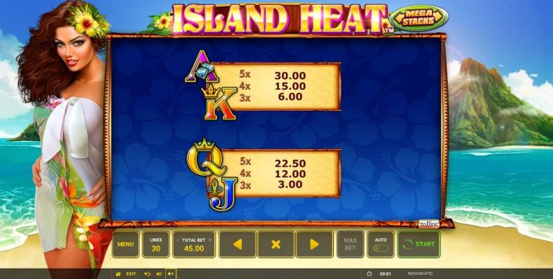 Island Heat :: Paytable - Low Value Symbols