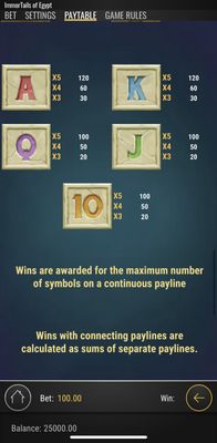 Low Value Symbols Paytable