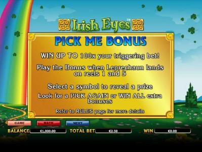 pick me bonus feature rules