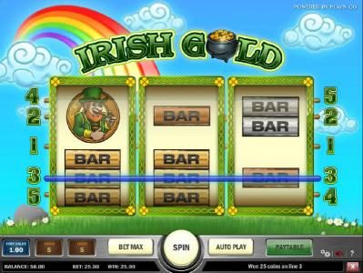 triple bar symbols triggers 25 coin jackpot