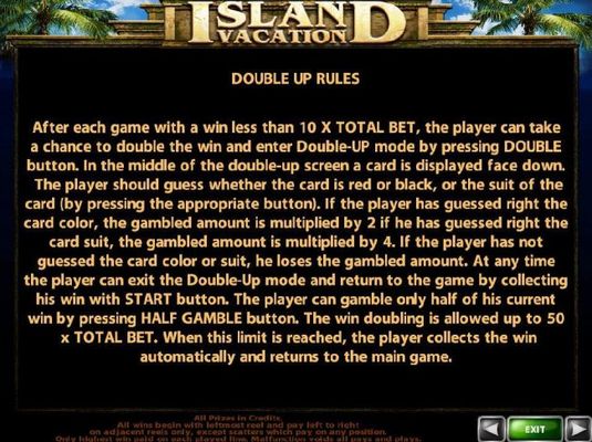 Double Up Gamble Feature Rules