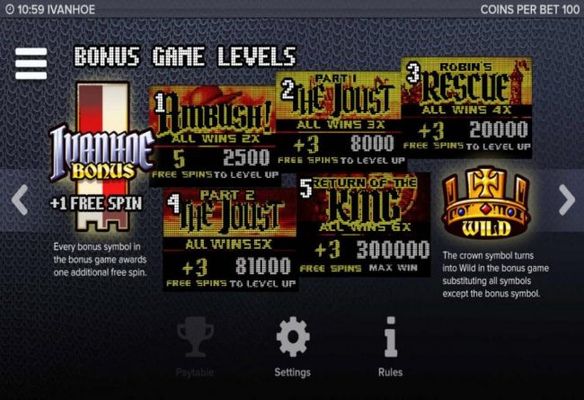 Bonus Game Levels 1-5