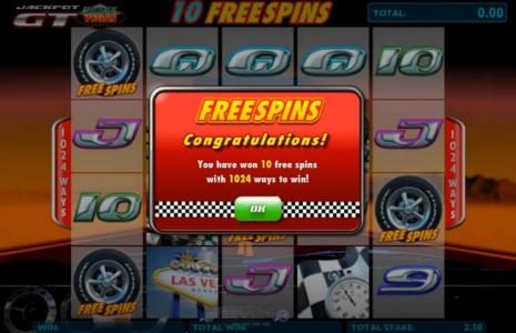 Three free spins symbols triggers a 10 free spins award