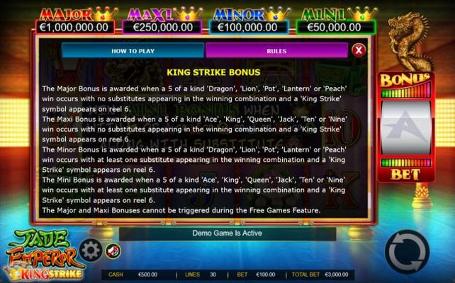 King Strike Feature Rules