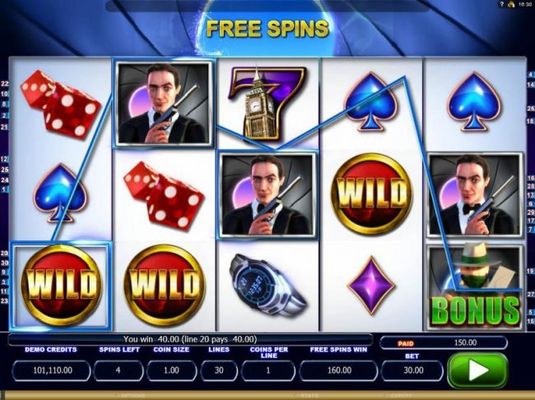 A big win triggered during the free spins feature.