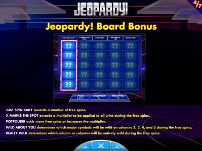 How to play the Jeopardy! Board Bonus Game and rules