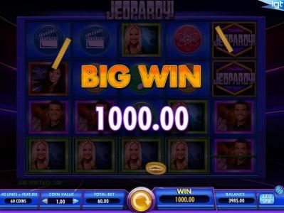 A 1000.00 big win triggered by a five of a kind