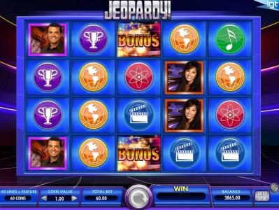 Two bonus symbols on the third reel awards the Jeopardy! Board Bonus Game