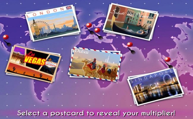 Bonus Game - Select a postcard to reveal a prize