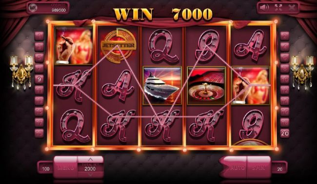 Multiple winning paylines triggers a 7000 coin big win!
