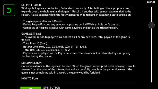 Respins Feature Rules