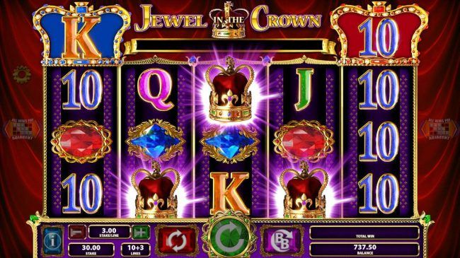 Landing three crown scatter symbols on the center reels triggers the free games feature.