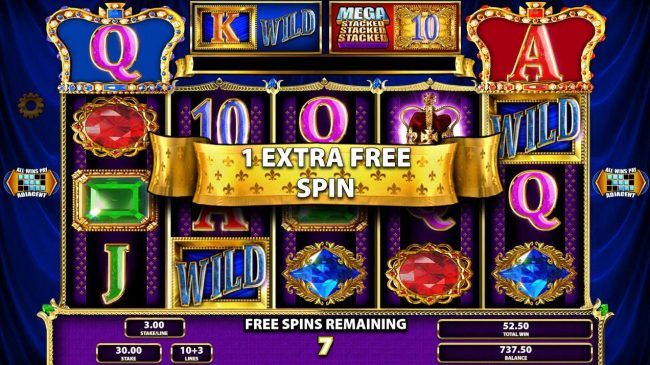 Extra Free Spins are awarded during the Free Spins feature.