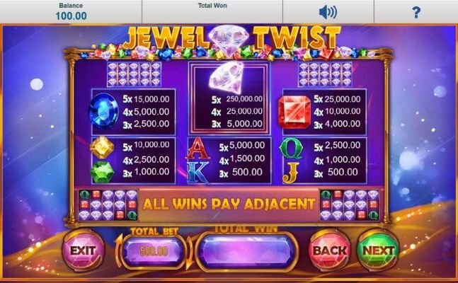 Slot game symbols paytable