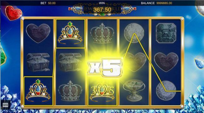 An x5 multiplier triggers a 367.50 big win for player.