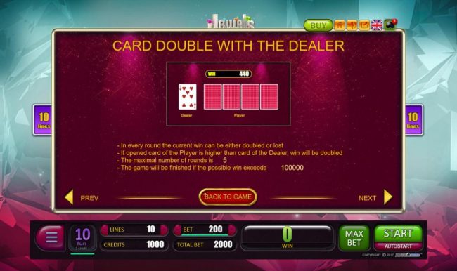 Card Double with the Dealer Rules