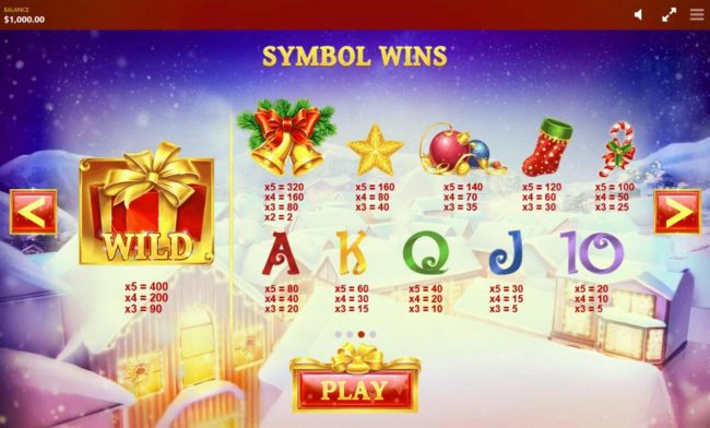 Slot game symbols paytable.