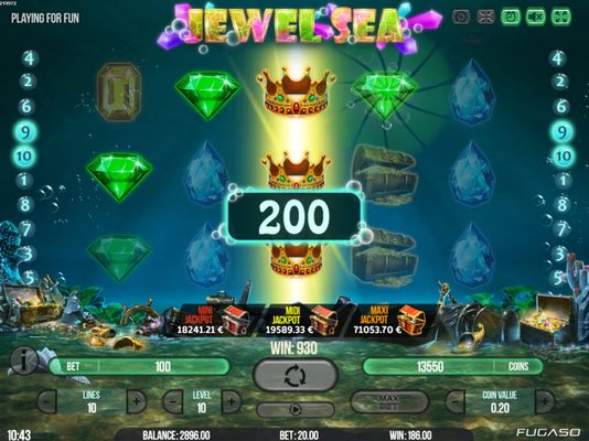 Jewel Sea :: Stacked wilds triggers a 3 of a kind