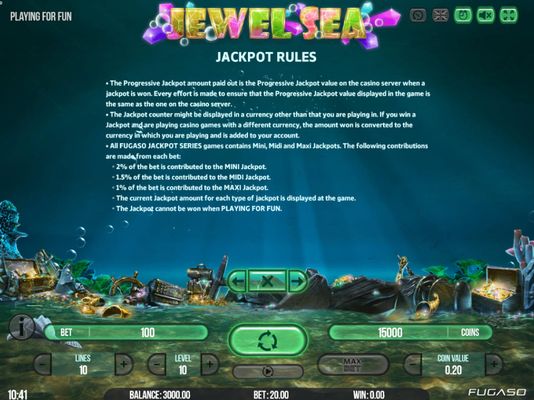 Jewel Sea :: Jackpot Rules
