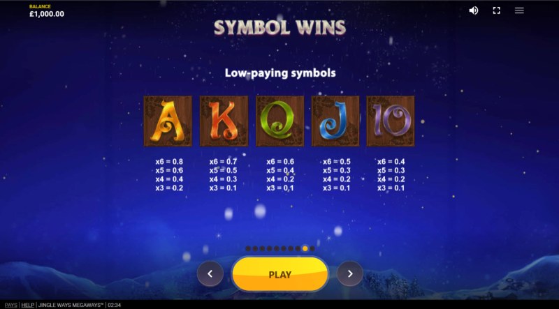 Paytable - Low Value Symbols