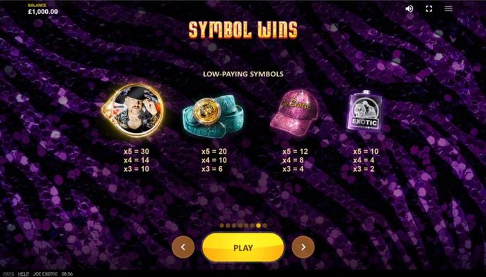 Paytable - Low Value Symbols