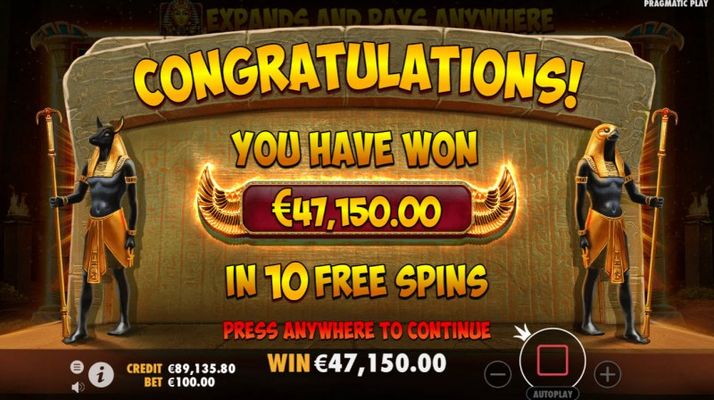 Total free spins payout