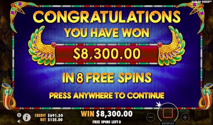 Total free spins payout