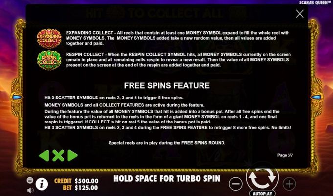 John Hunter & the Tomb of the Scarab Queen :: Free Spins Rules