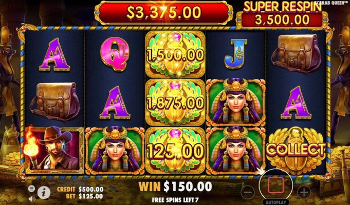 John Hunter & the Tomb of the Scarab Queen :: Free Spins Game Board