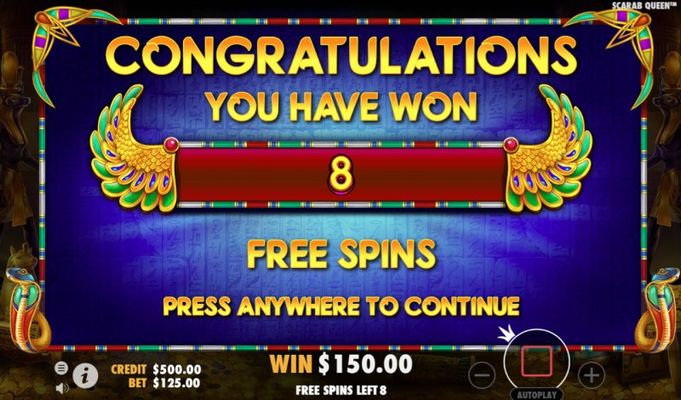 8 Free Spins Awarded