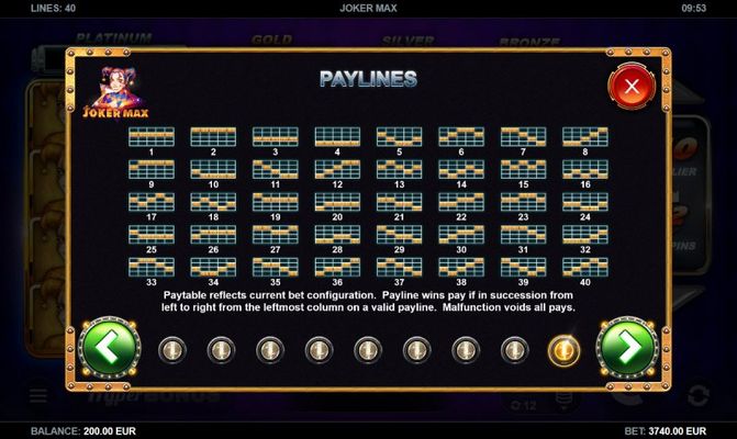 Joker Max :: Paylines 1-60