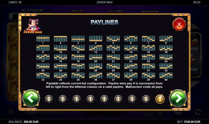 Paylines 1-60