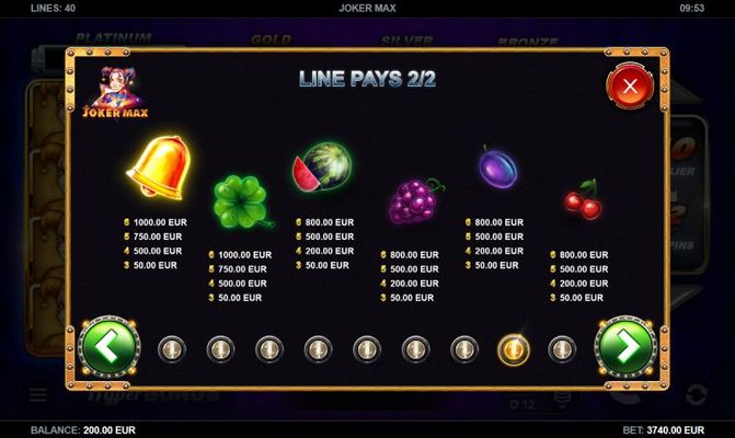 Paytable - Low Value Symbols