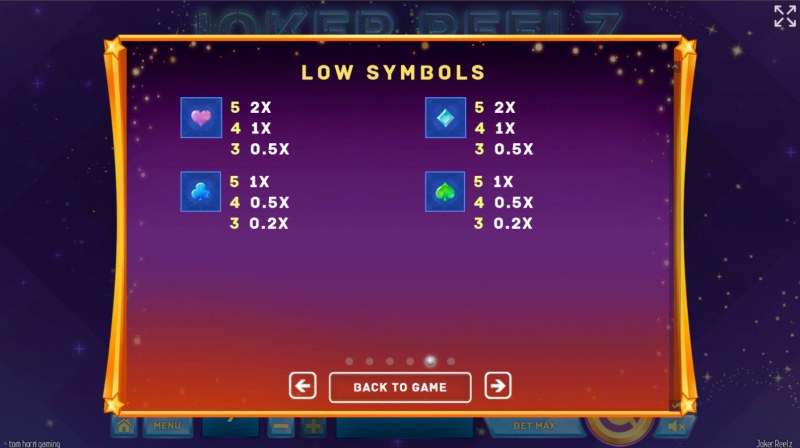 Paytable - Low Value Symbols