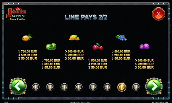 Paytable - Low Value Symbols