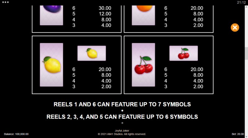 Paytable - Low Value Symbols