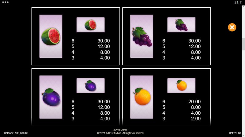 Paytable - Low Value Symbols