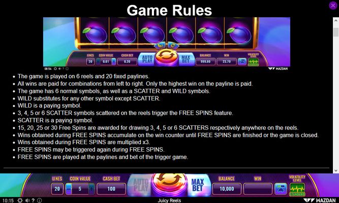 Juicy Reels :: General Game Rules