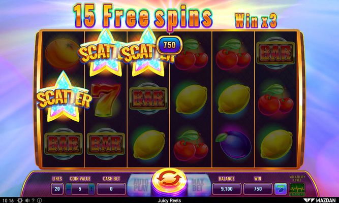 Juicy Reels :: Scatter symbols triggers the free spins feature