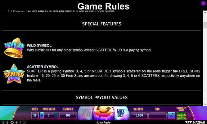 Juicy Reels :: Wild and Scatter Rules
