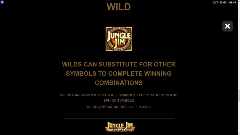 Jungle Jim and the Lost Sphinx :: Wild Symbols Rules