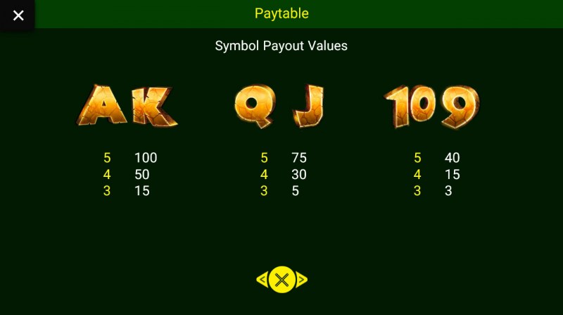 Paytable - Low Value Symbols