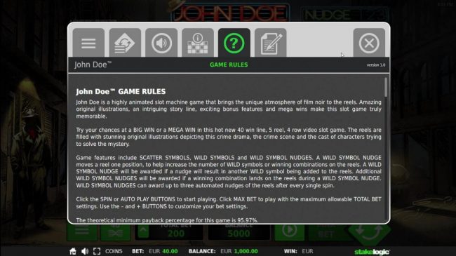 General Game Rules - The theoretical average return to player (RTP) is 95.97%.