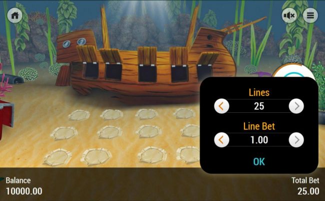 Click on the side menu button to adjust the Lines or Coin Size.