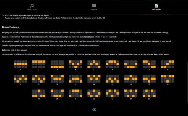 Payline Diagrams 1-25