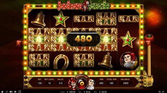 A 480 coin big win triggered during the free spins game