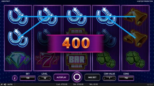 Two Four of a Kinds triggers a 400 coin big win.
